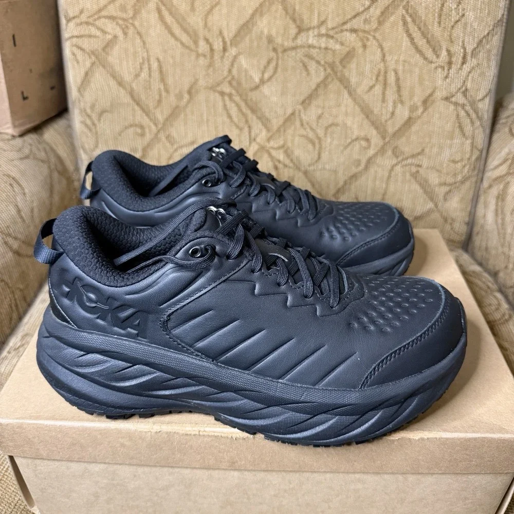 Hoka Bondi SR Black 1110521 BBLC Women's Size 10 Black Slip Resistant Shoes